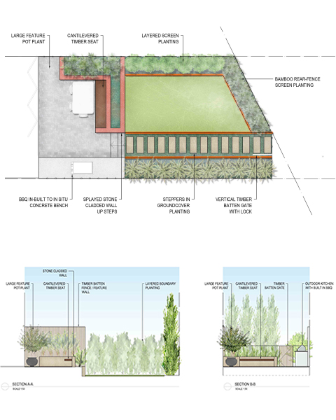 Landscape architect courtyard concept plan Paddington