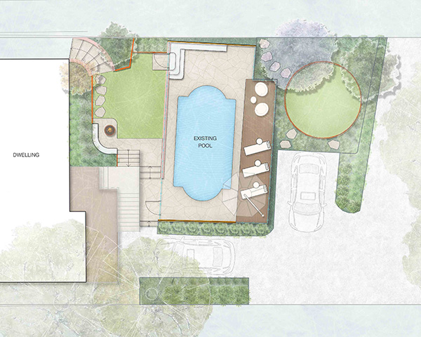 Landscape designer pool renovation plan